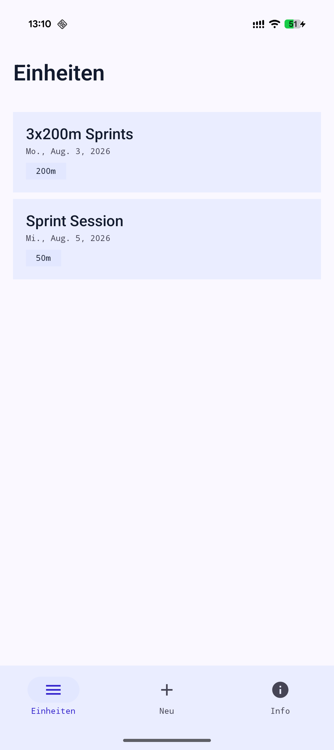 Splita home screen with prefilled track sessions